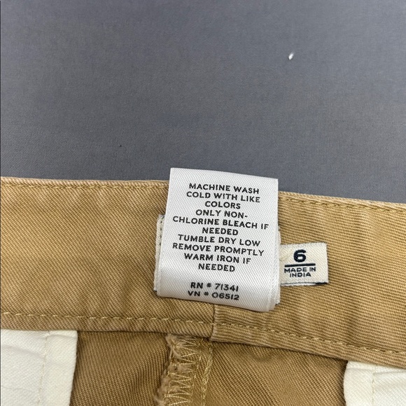 L‎ L Bean Women Khaki Belted Wide Leg Cotton Pants Size 6 - Picture 4 of 8